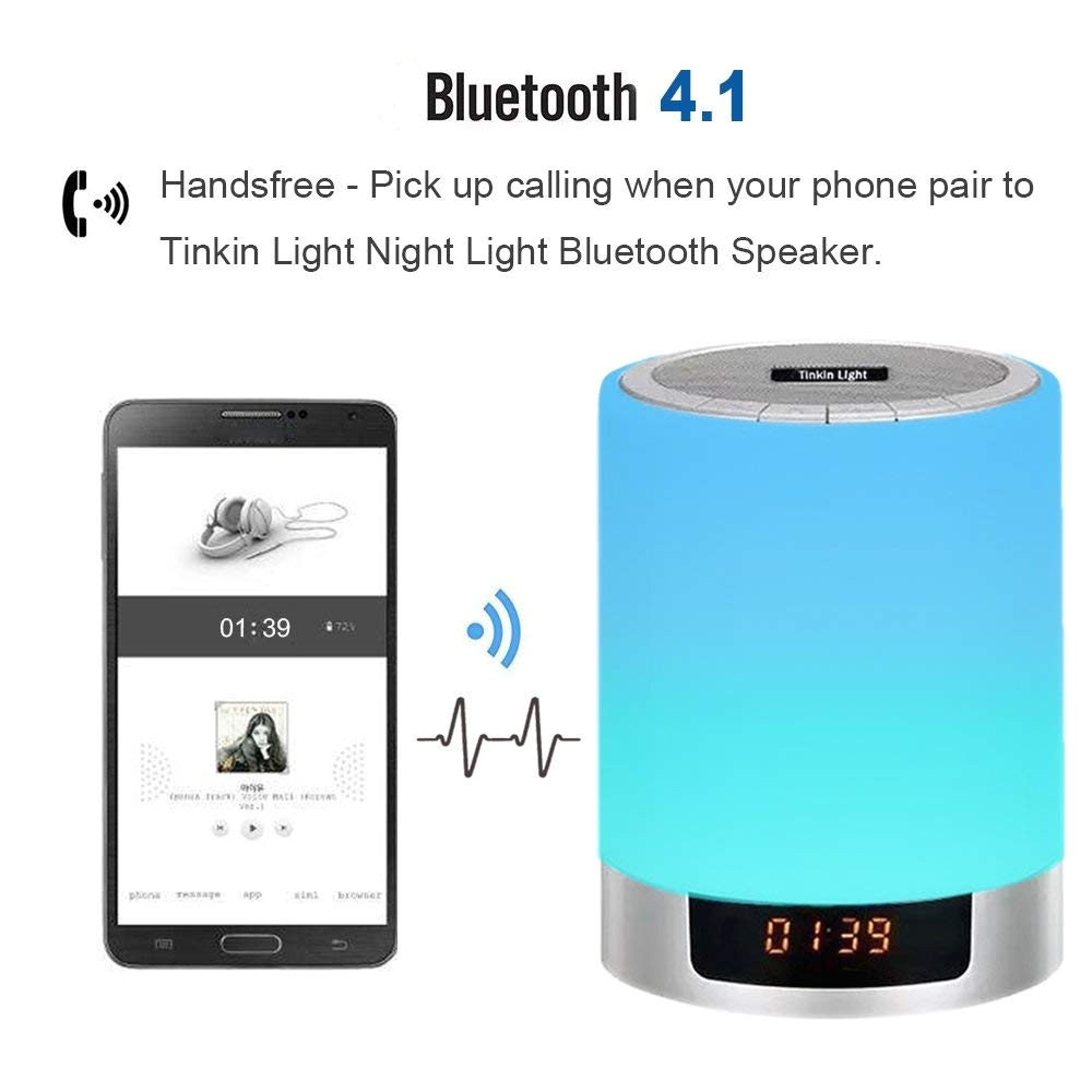 amazon com night lights bluetooth speakerbedside lamp touch control alarm clock color led color changing wireless speaker with lights usb aux mp3 music