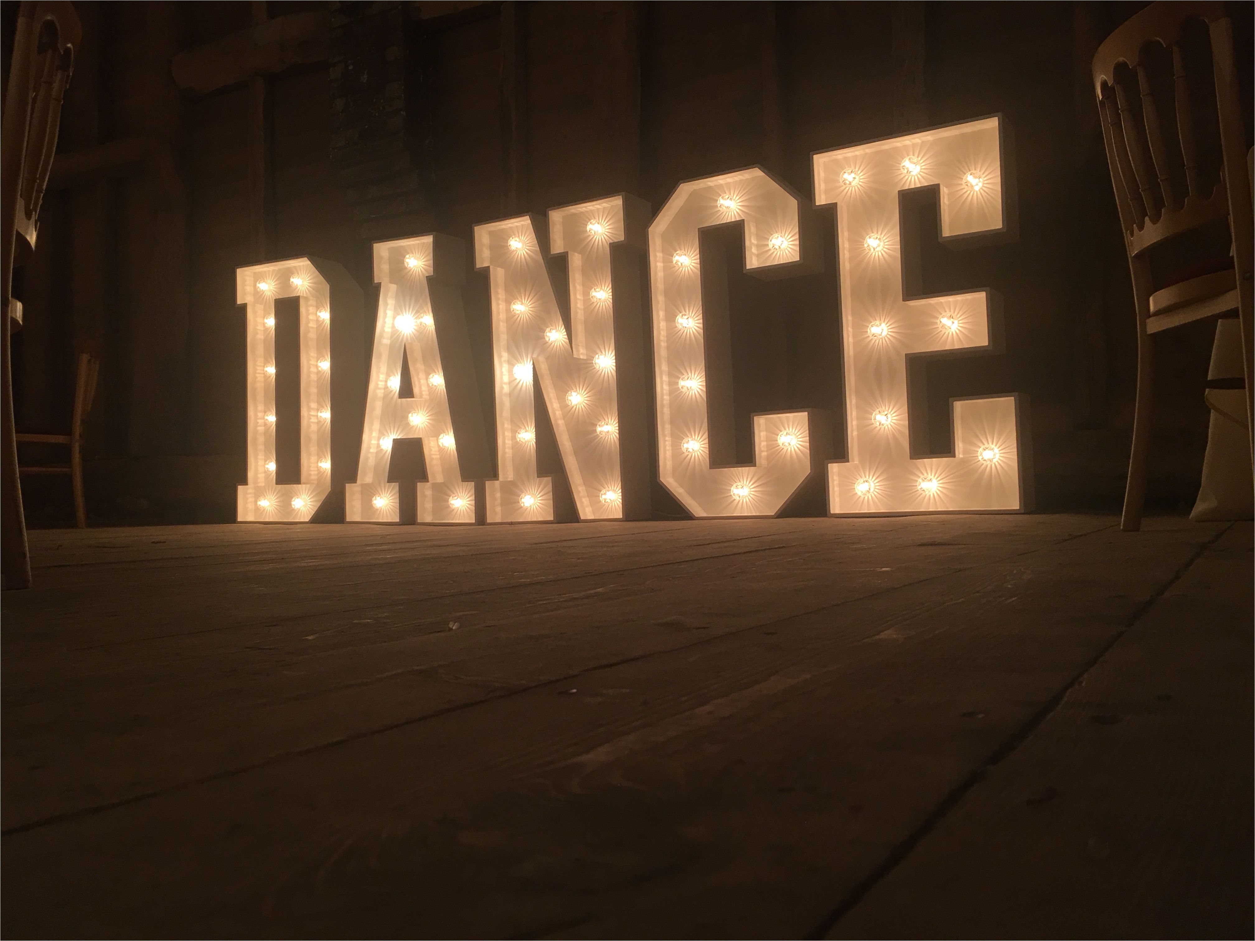 light up dance letters at stansted barn kent