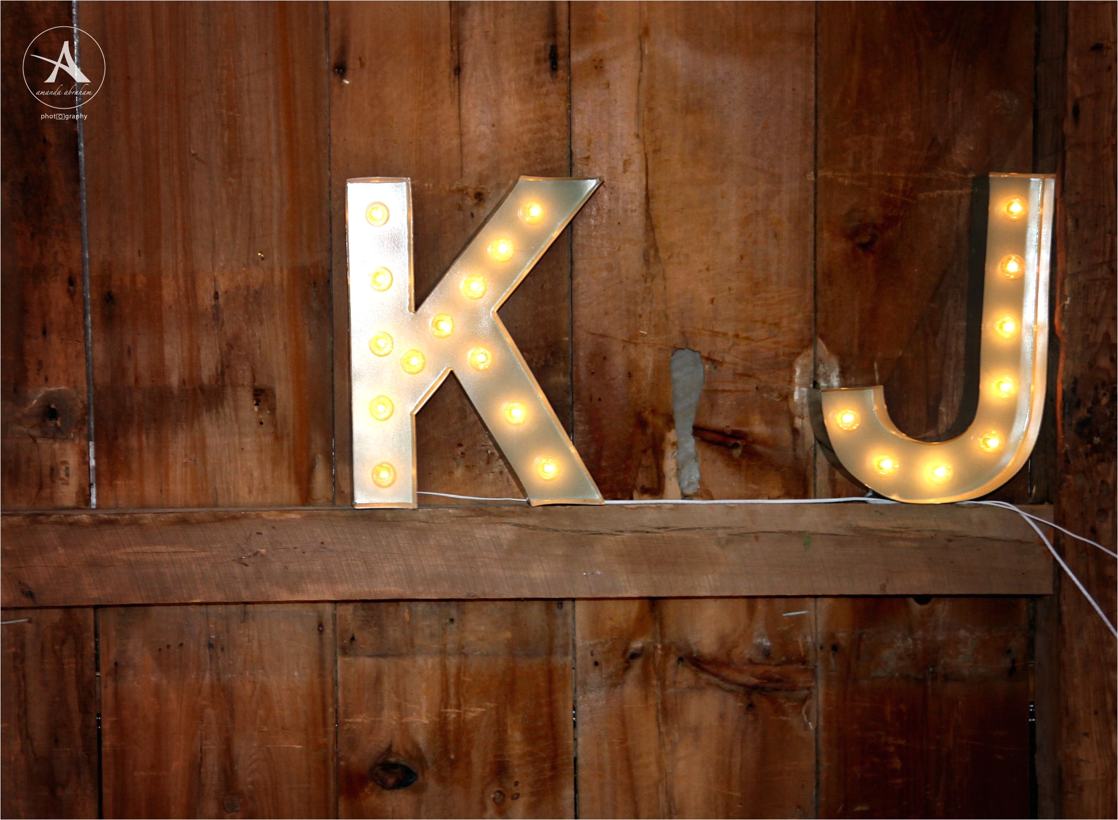 vintage barn wedding light up initials tollgate farms novi michigan kim jeff