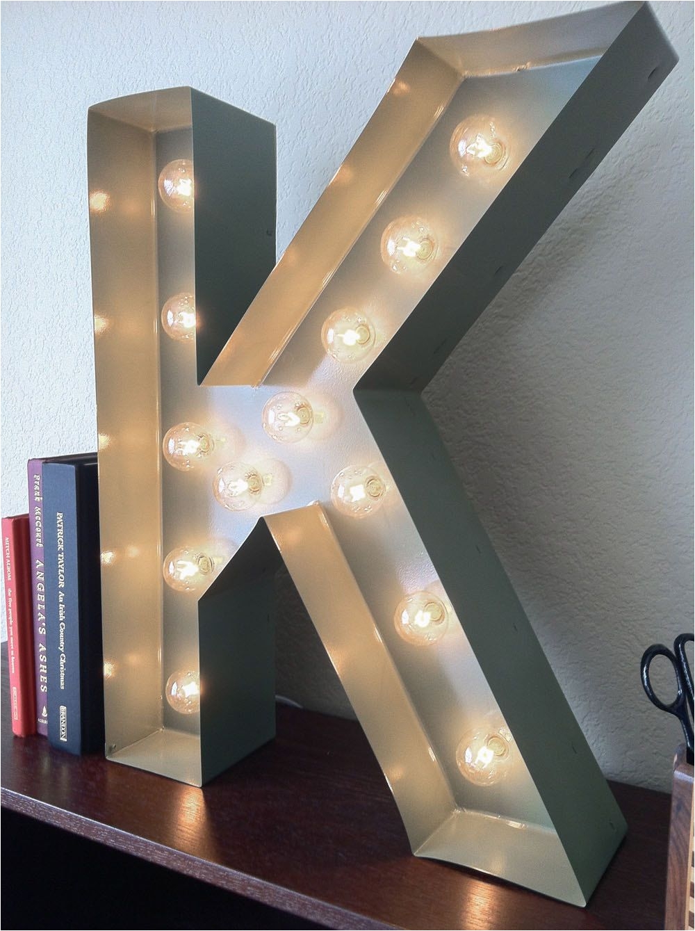 vintage inspired marquee light letter k 150 00 via etsy initial wall