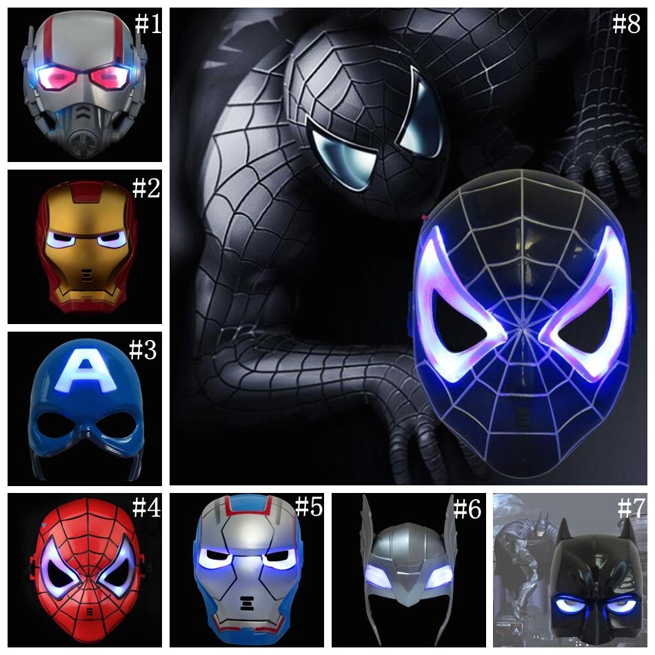 led captain america masks 8 styles glowing lighting spiderman hero figure cosplay costume party mask led rave toy ooa5455 captain america masks led masks