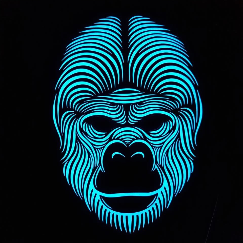 top secret g o r i l l a full face led sound activated rave mask