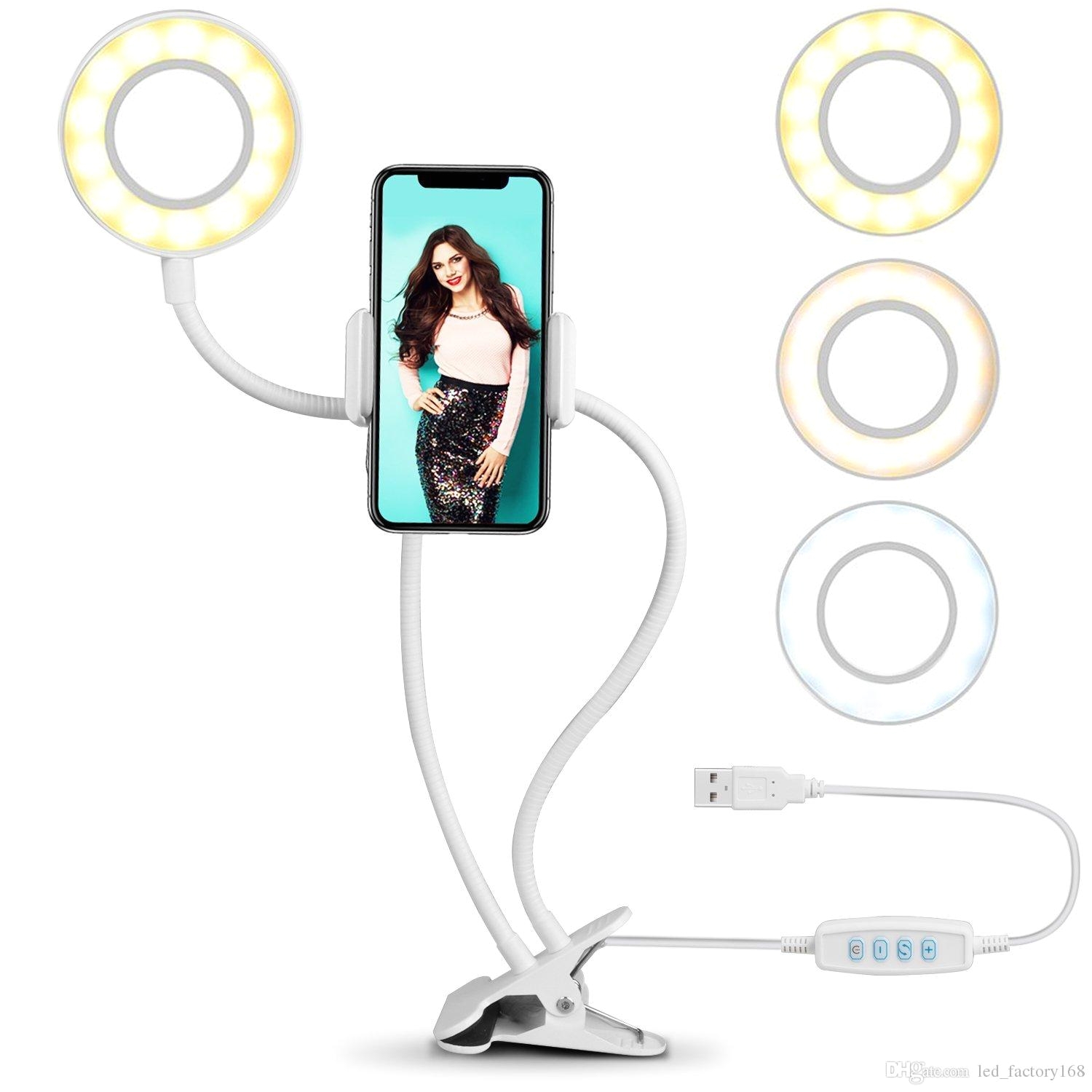 2018 ring light table lamps for cell phone holder with selfie ring light for live stream makeup video chat 3 light mode and 10 level brightness from