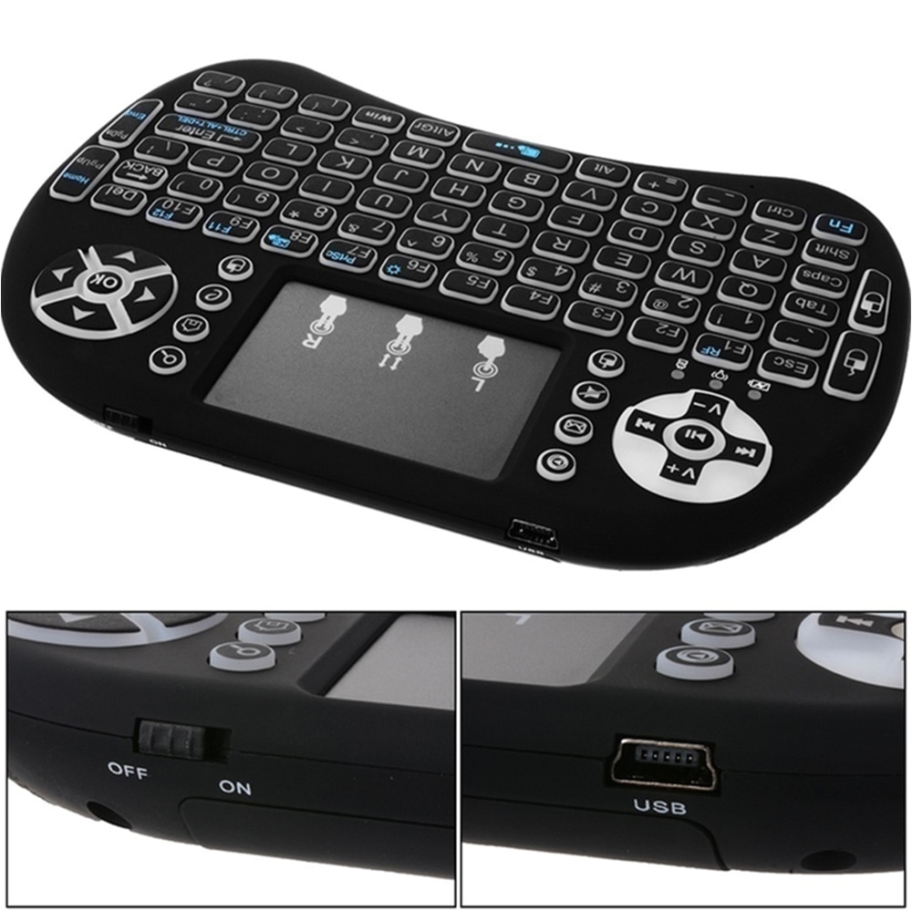 mini wireless keyboard russian english arabic 2 4ghz wireless keyboard air mouse led backlit for android tv box laptop mini pc in keyboards from computer