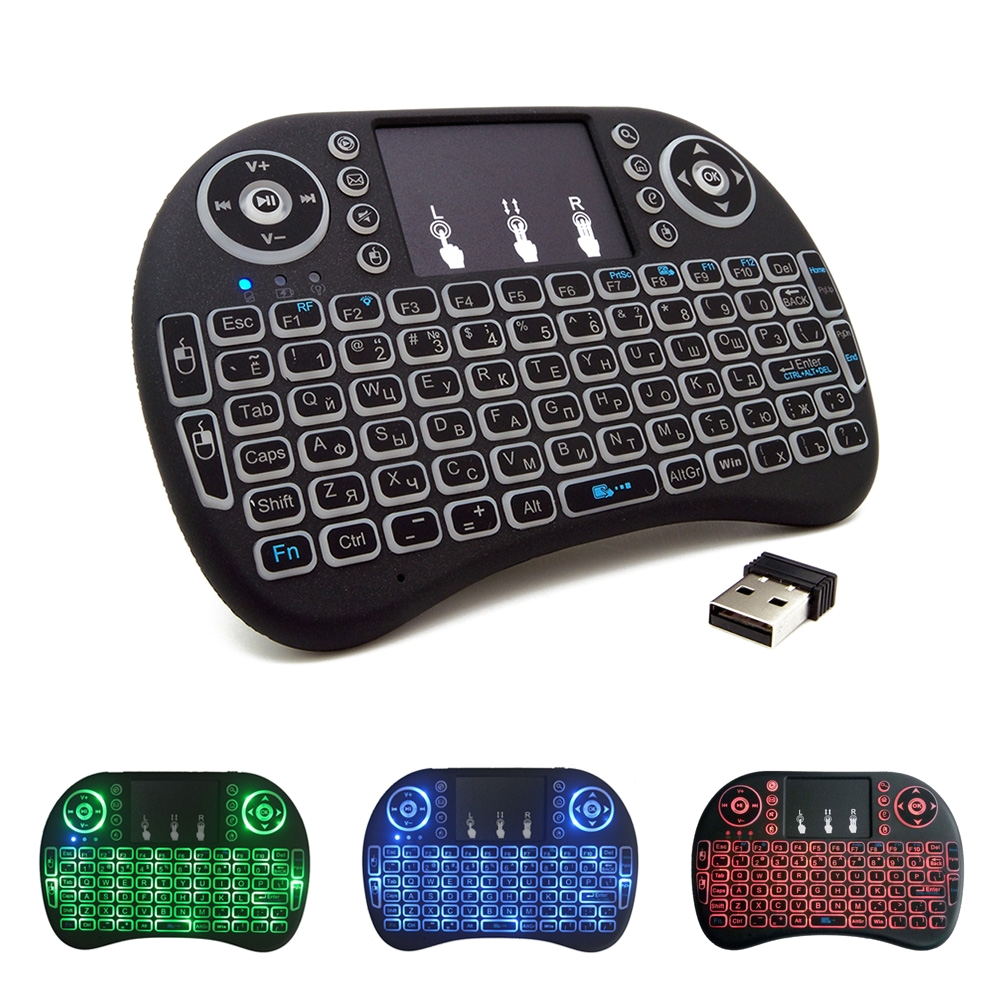 mini wireless keyboard russian english arabic 2 4ghz wireless keyboard air mouse led backlit for android tv box laptop mini pc in keyboards from computer