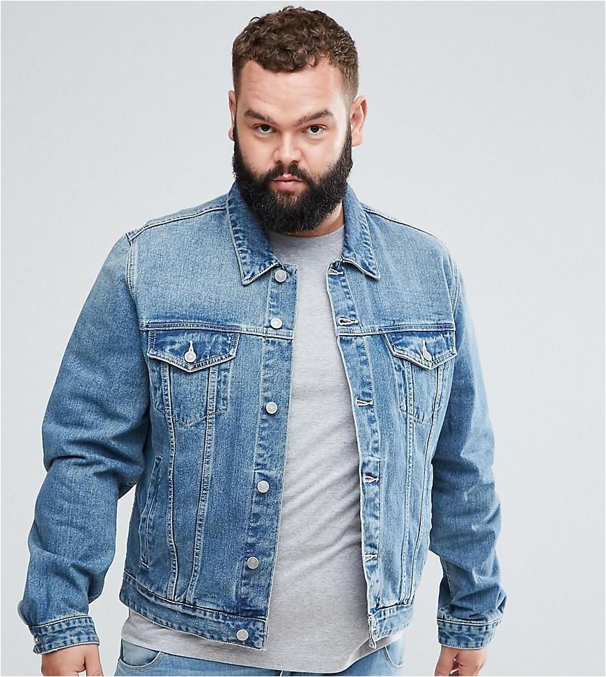 asos asos asos plus denim jacket in light wash blue adorewe