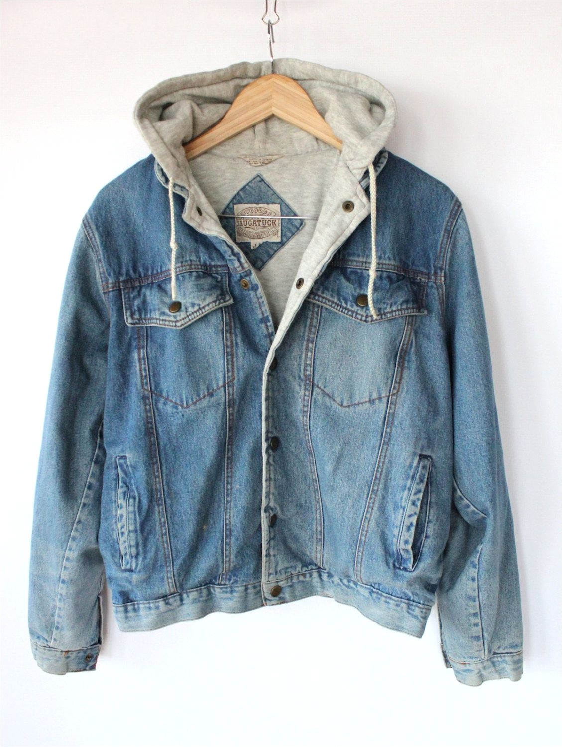 vintage 80s mens denim hoodie jacket sporty spring cotton jacket 42 00 via etsy