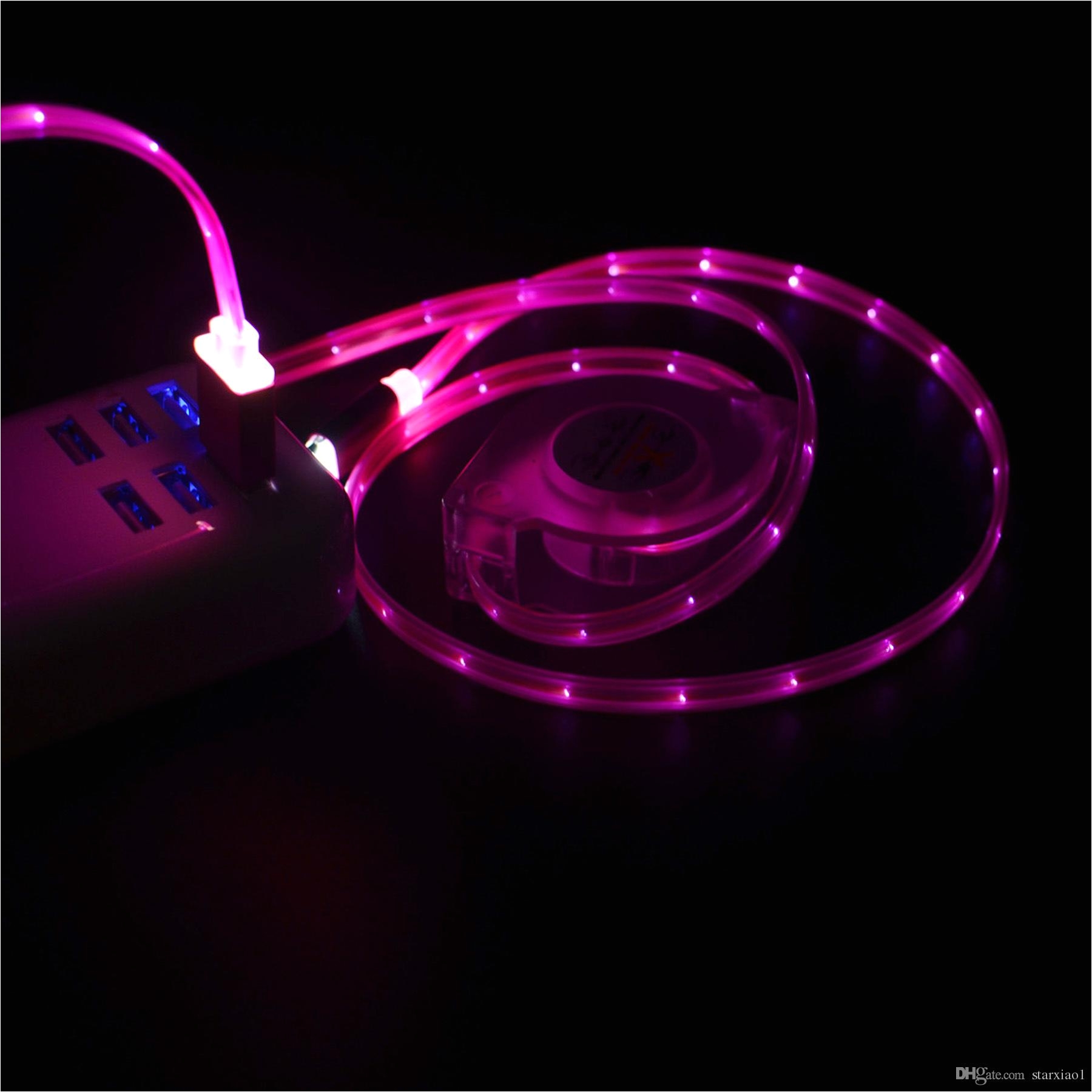 led light up flat noodle micro usb cable type c for samsung i5 smartphone tablet pc