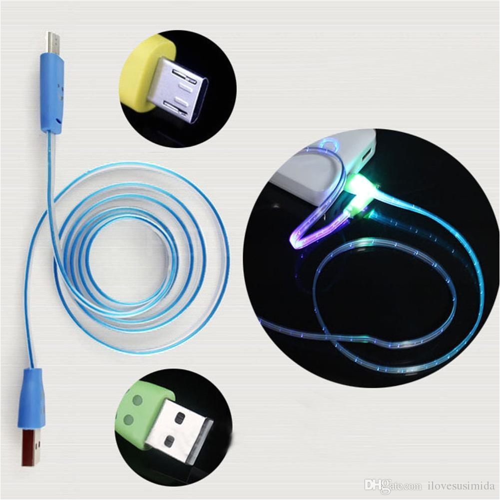 usa usb charger cable fit for iphone 5 5 6 led light up glow data sync luminescent fast charger cord for iphone for android phone telephone cables data