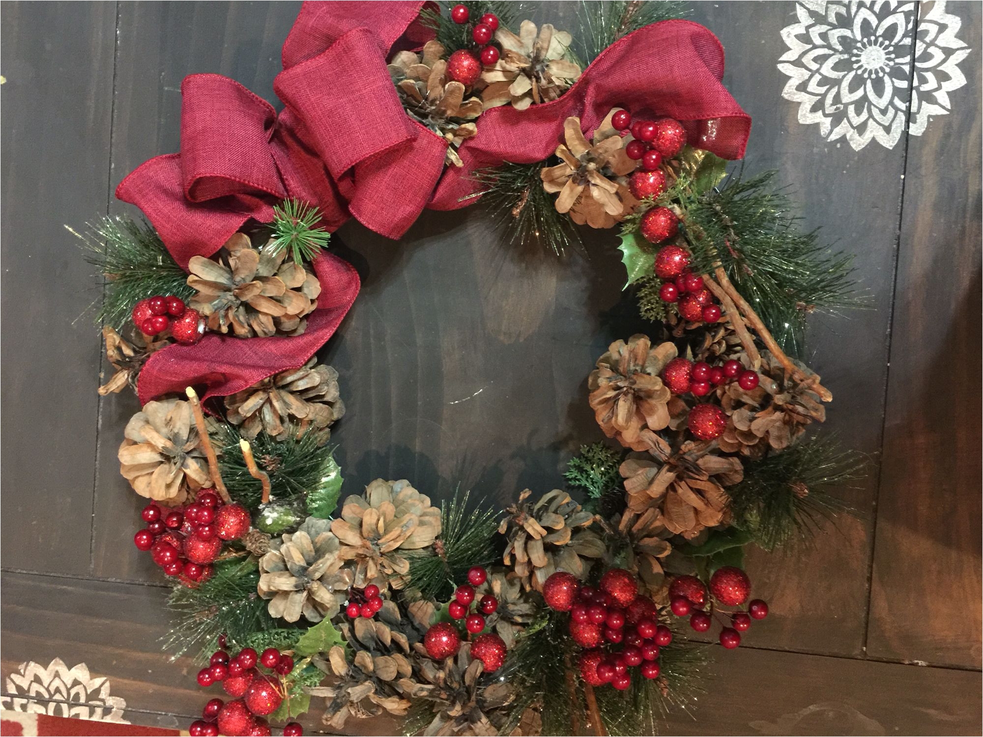 christmas wreaths outdoor nice pine cone wreath i made today winter christmas pinterest