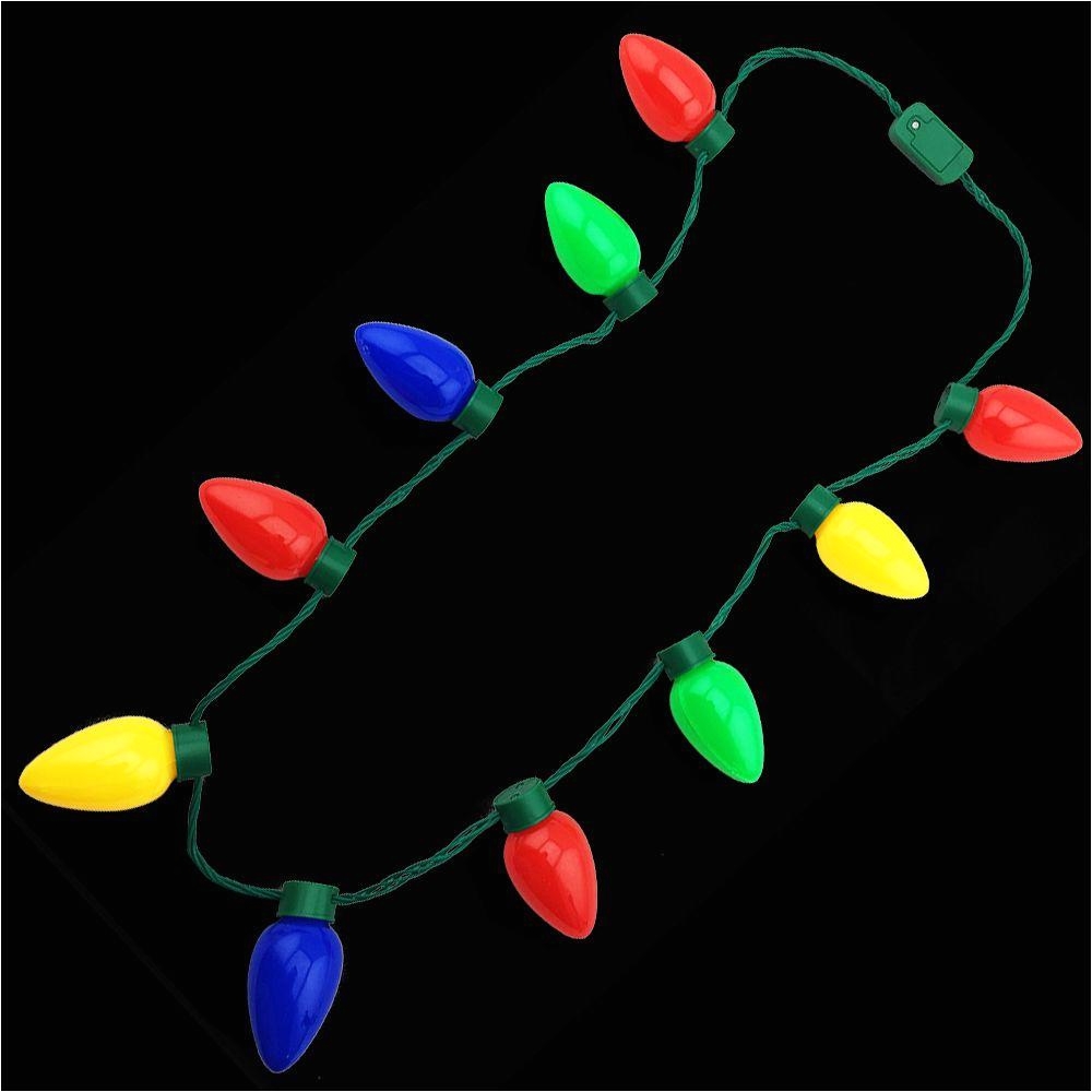 10 light led multi color holiday big bulb flashing necklace