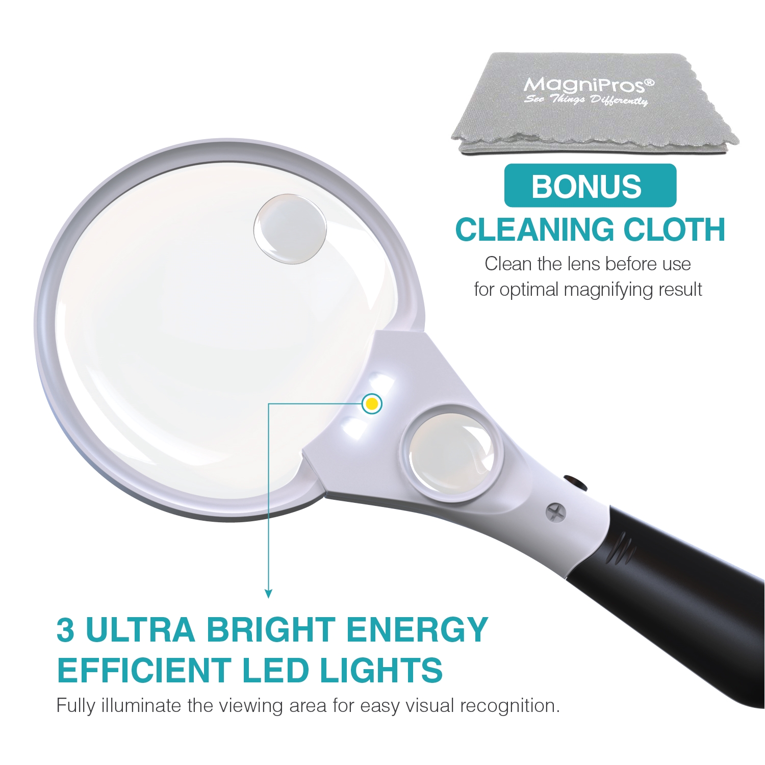 magnipros 3 ultra bright led lights 3x 4 5x 25x power handheld reading magnifying glass with light ideal for reading small prints map coins