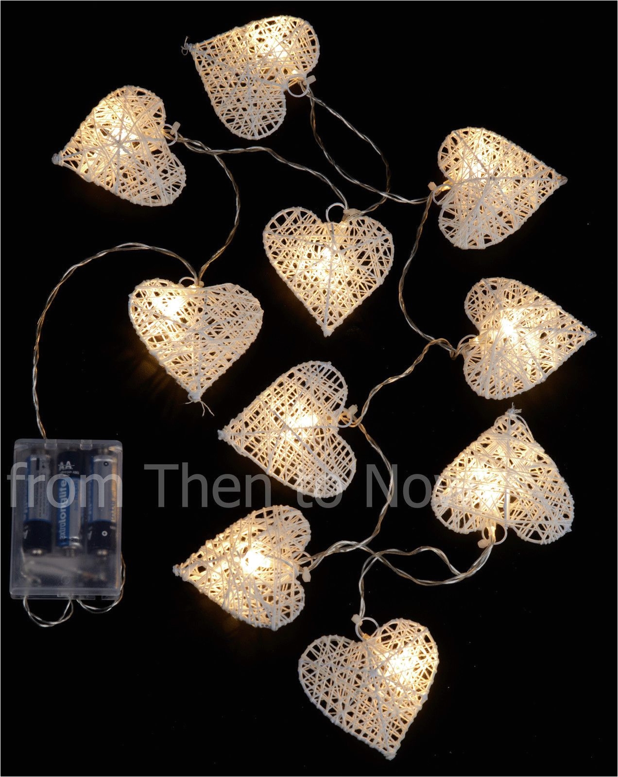 10 white heart garland string led lights battery operated wedding home christmas