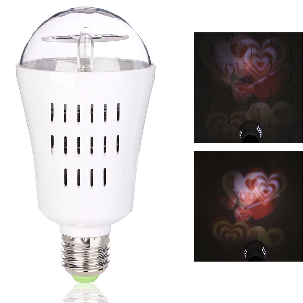 e27 4w heart shaped led rotating projector stage light lamp bulb wedding holiday bedroom decor