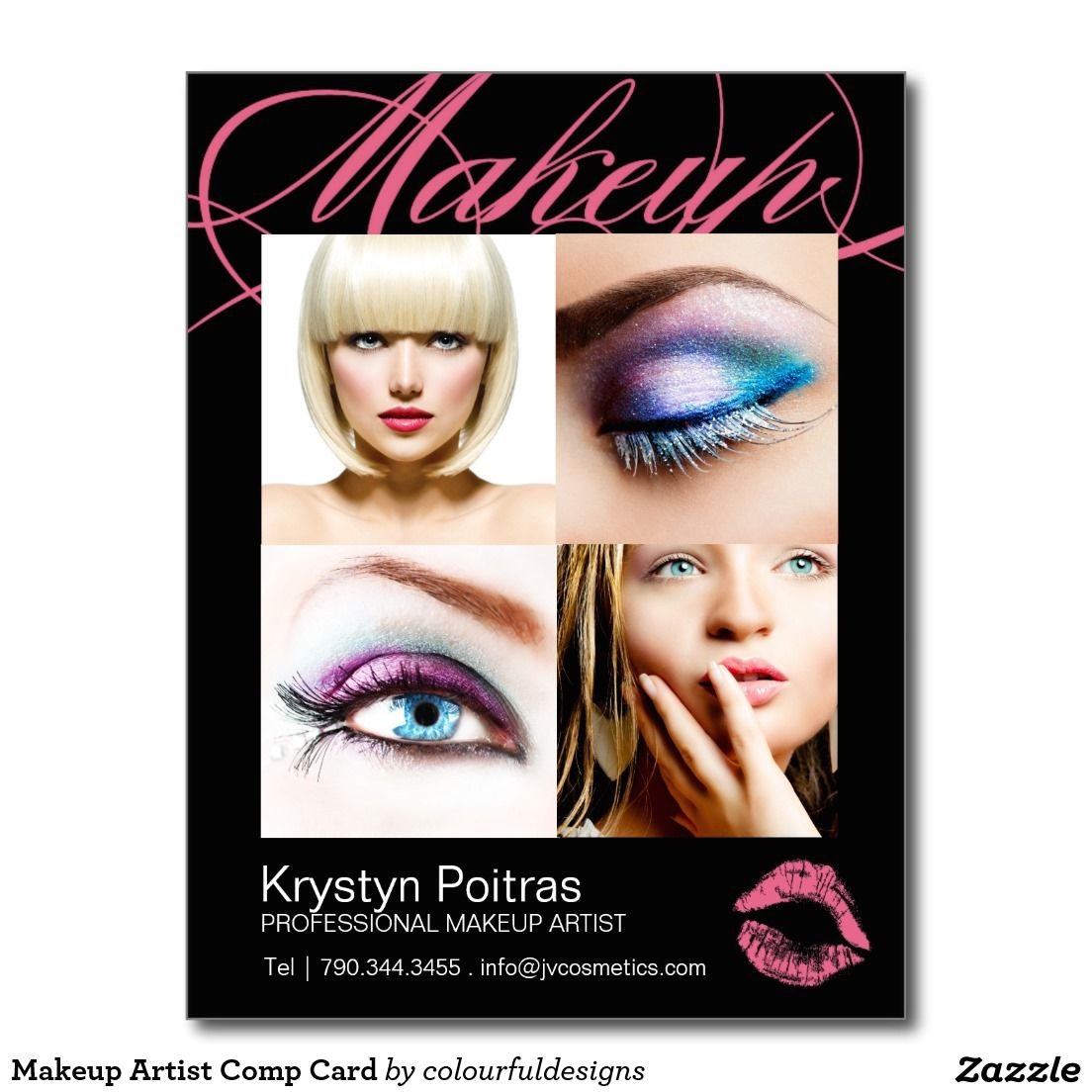 makeup artist comp card postcard