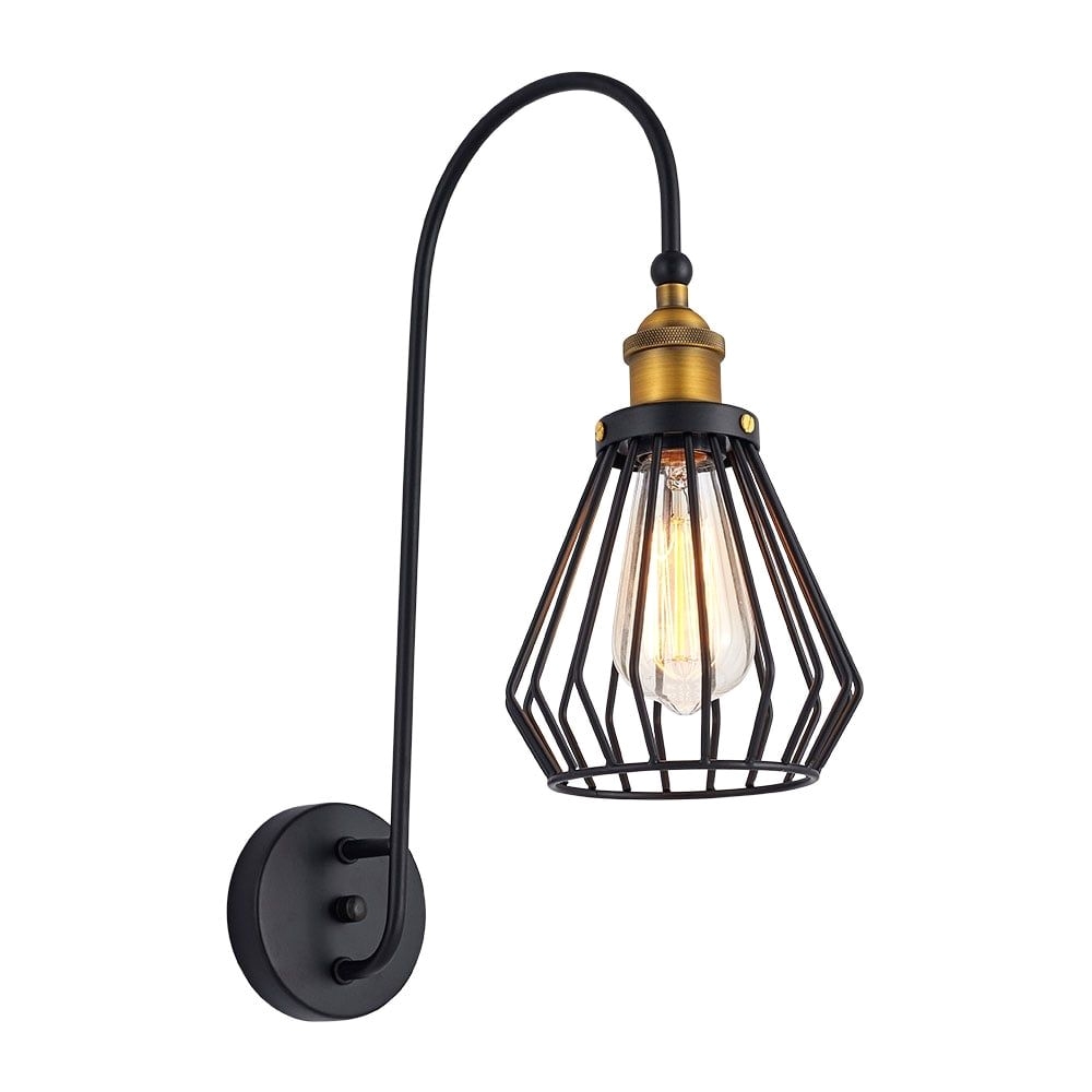 black gaston metal cage wall light industrial wall lighting