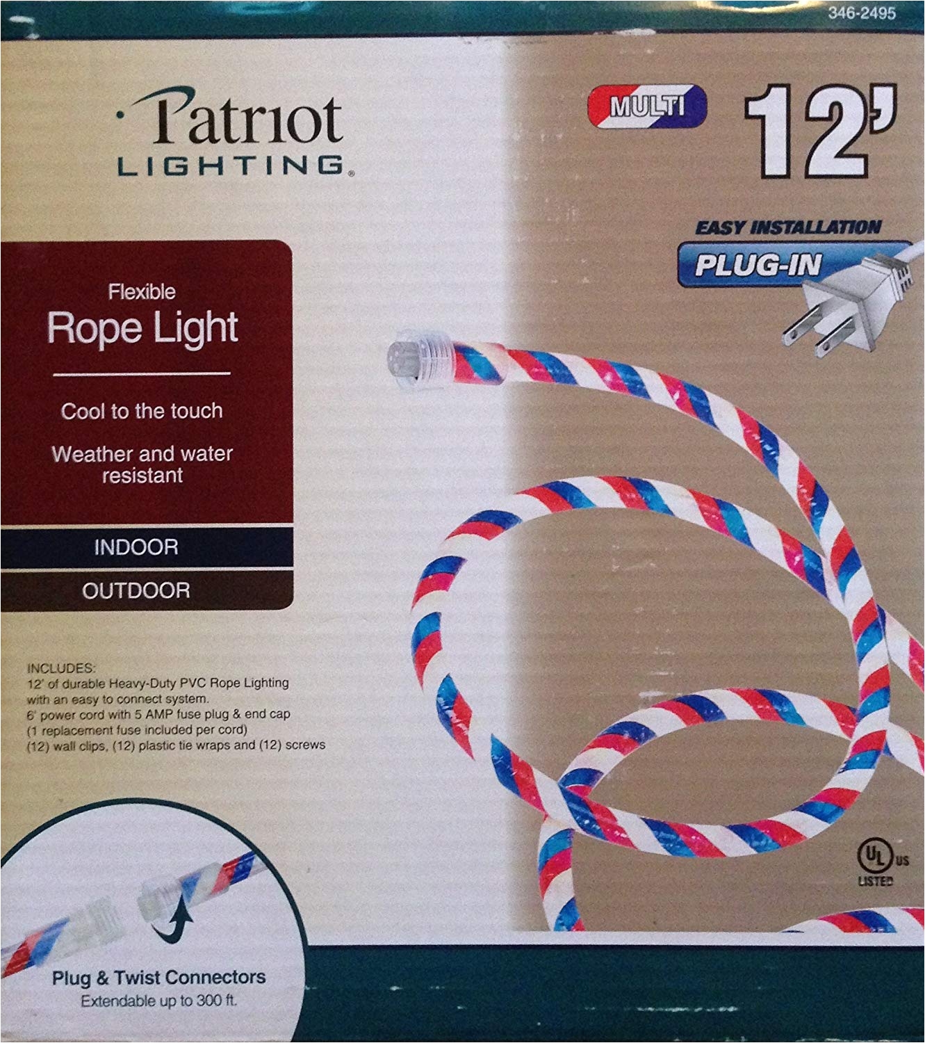 amazon com patriotic red white and blue indoor outdoor rope light 12 feet home improvement