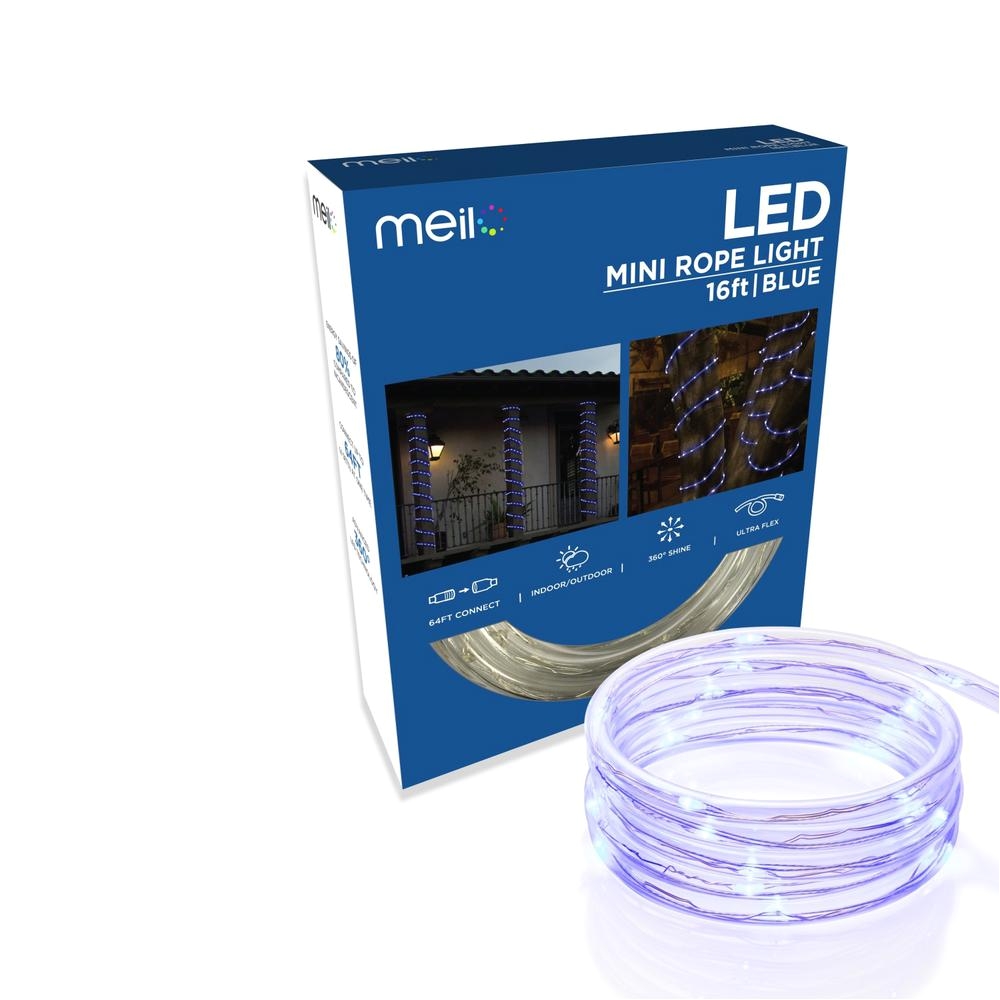 Low Voltage Rope Lighting Meilo 16 Ft 80 Led Blue Mini Rope Light Ml11 Mrl16 Bl the Home Depot