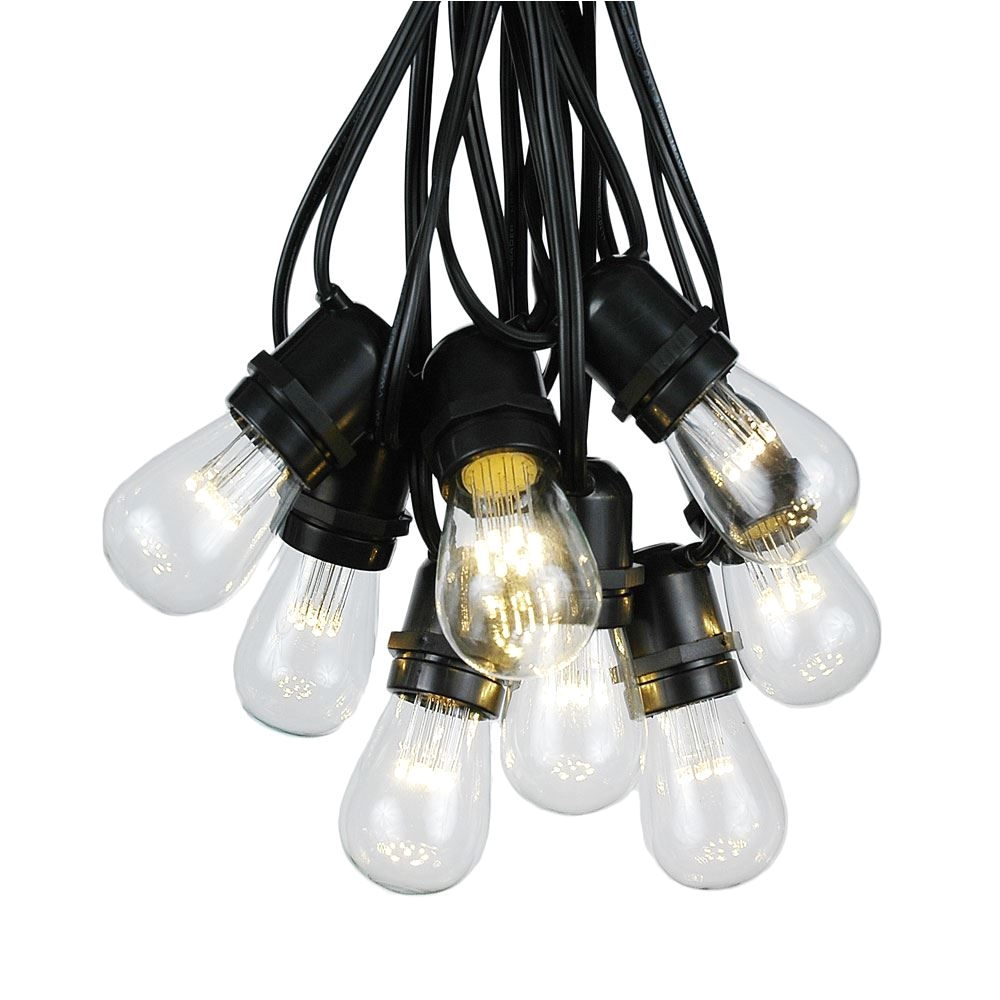 25 led s14 warm white commercial grade light string set on 37 5 of black wire