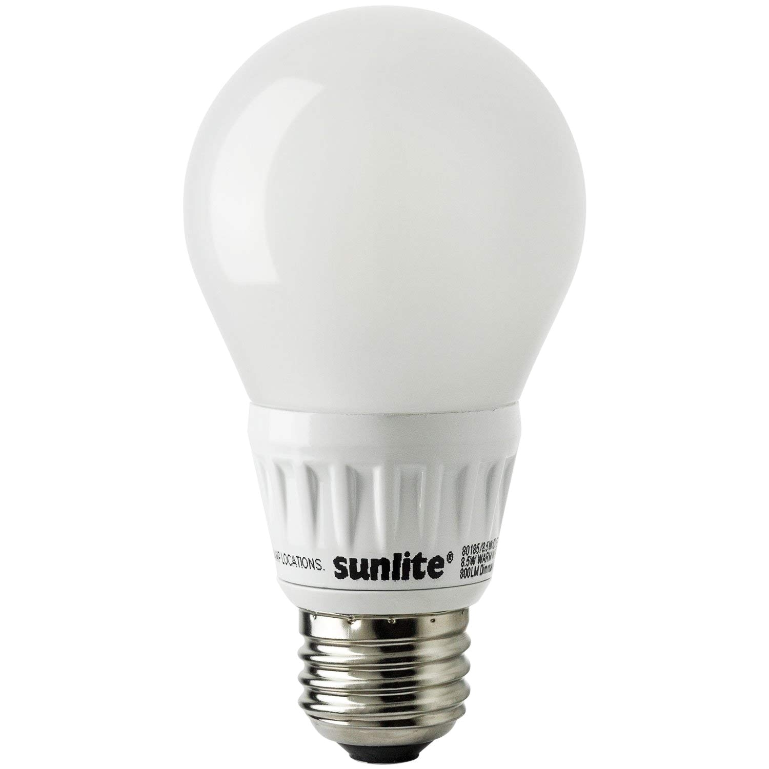sunlite a19 8 5w d e 27k od led 2700k a19 8 5w 60w replacement 120v medium base a type household with dimmable energy star light bulb warm white