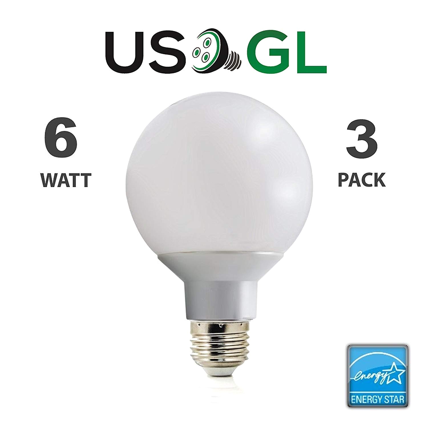 6 pack led g25 vanity globe light bulb dimmable 6w 40 watt equivalent warm white 2700k shatter resistant energy star e26 base 450 lumens amazon