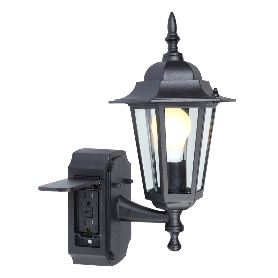 portfolio gfci 15 75 in h black outdoor wall light