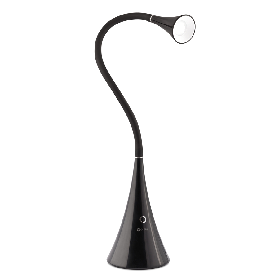 ottlite 26 875 in black led touch desk lamp with plastic shade