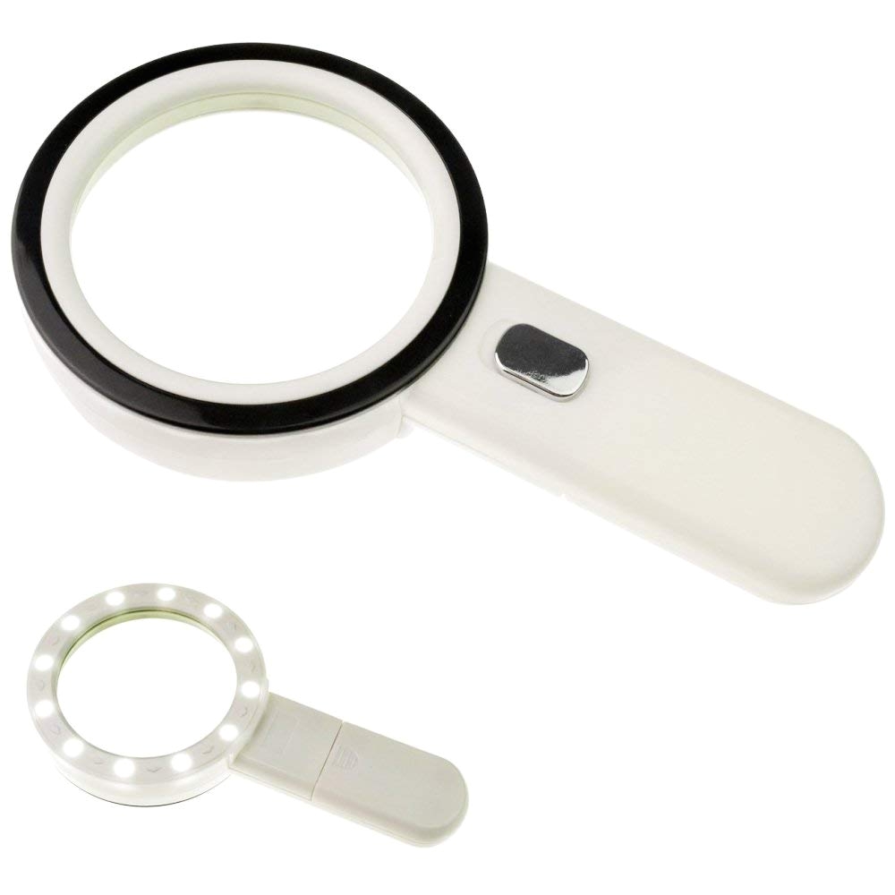 amazon com number one 10x led lighted magnifier handheld magnifying glass illuminated lens with 12 lights 80mm large viewing mirror toys games