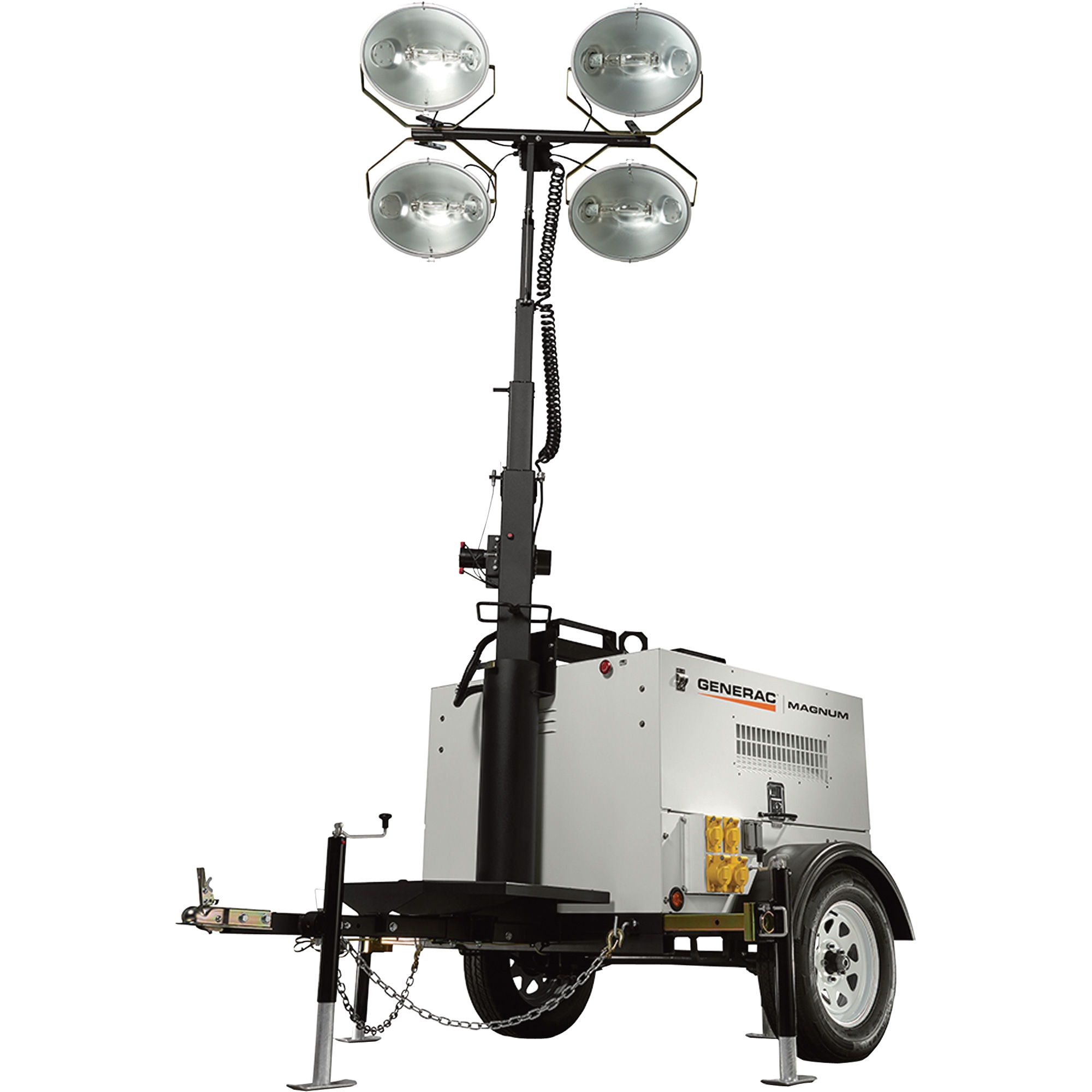 generac magnum mlt4060kv mobile light tower 6000 watts kubota engine electric winch