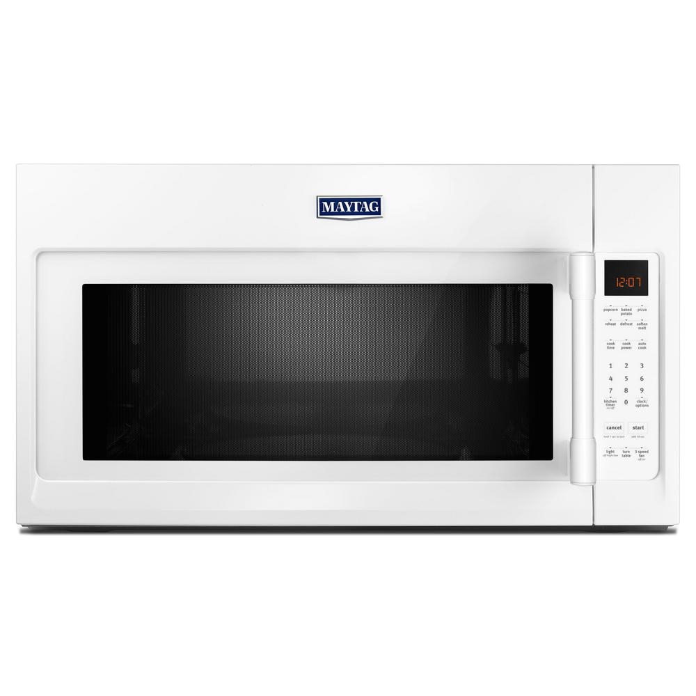 maytag 2 0 cu ft over the range microwave hood in white