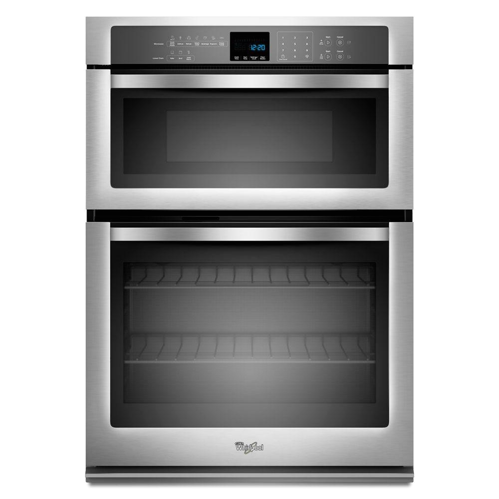 whirlpool 30 in electric wall oven with built in microwave in stainless steel
