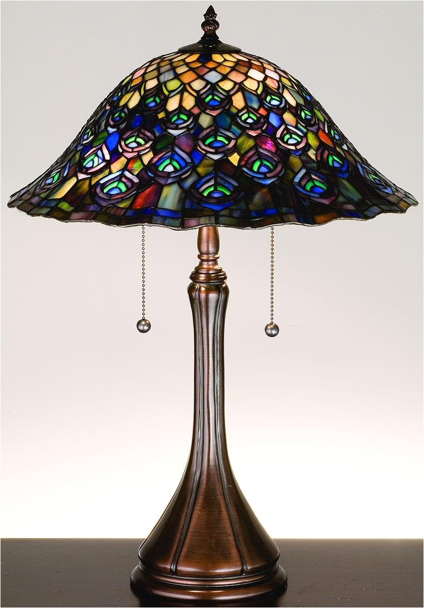 peacock feather 22h tiffany table lamp