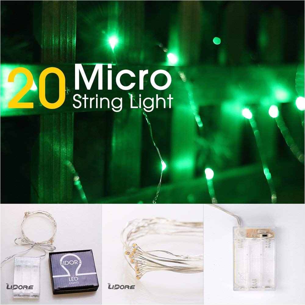 amazon com 20 micro led green string lights with timer function st patricks day decoration lights battery operated on silver color ultra thin copper