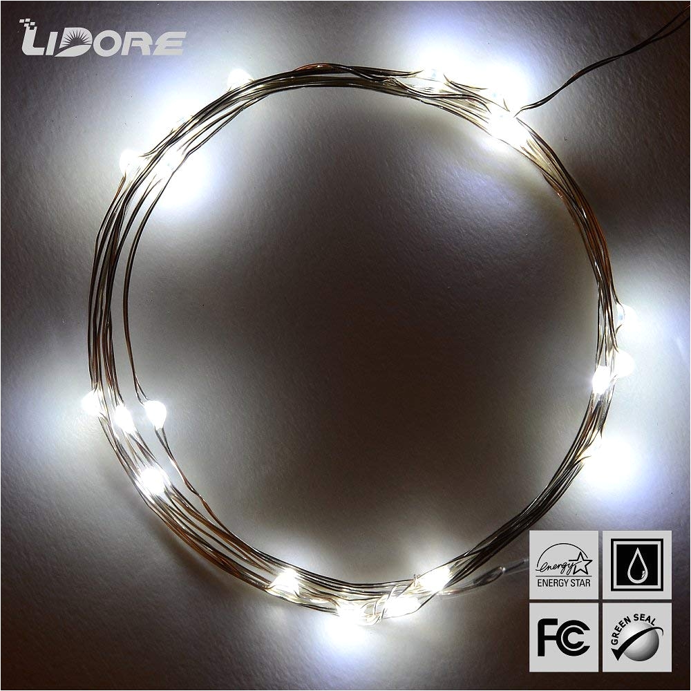 amazon com micro led 20 cold white lights with timer battery operated on 7 87ft long silver color ultra thin string wire home kitchen