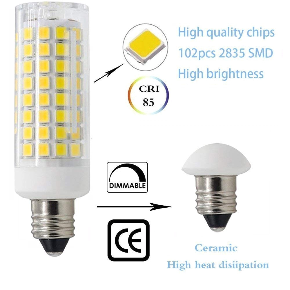 2 packe11 led bulbs all new 102leds mini dimmable candelabra base t4 t3 jd type clear e11 light bulbs 7 5 watt 75w 100w halogen bulbs replacement