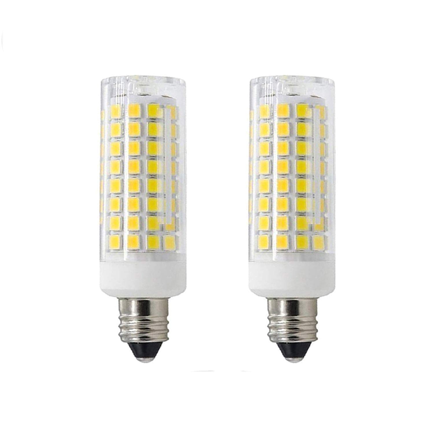 2 packe11 led bulbs all new 102leds mini dimmable candelabra base t4 t3 jd type clear e11 light bulbs 7 5 watt 75w 100w halogen bulbs replacement