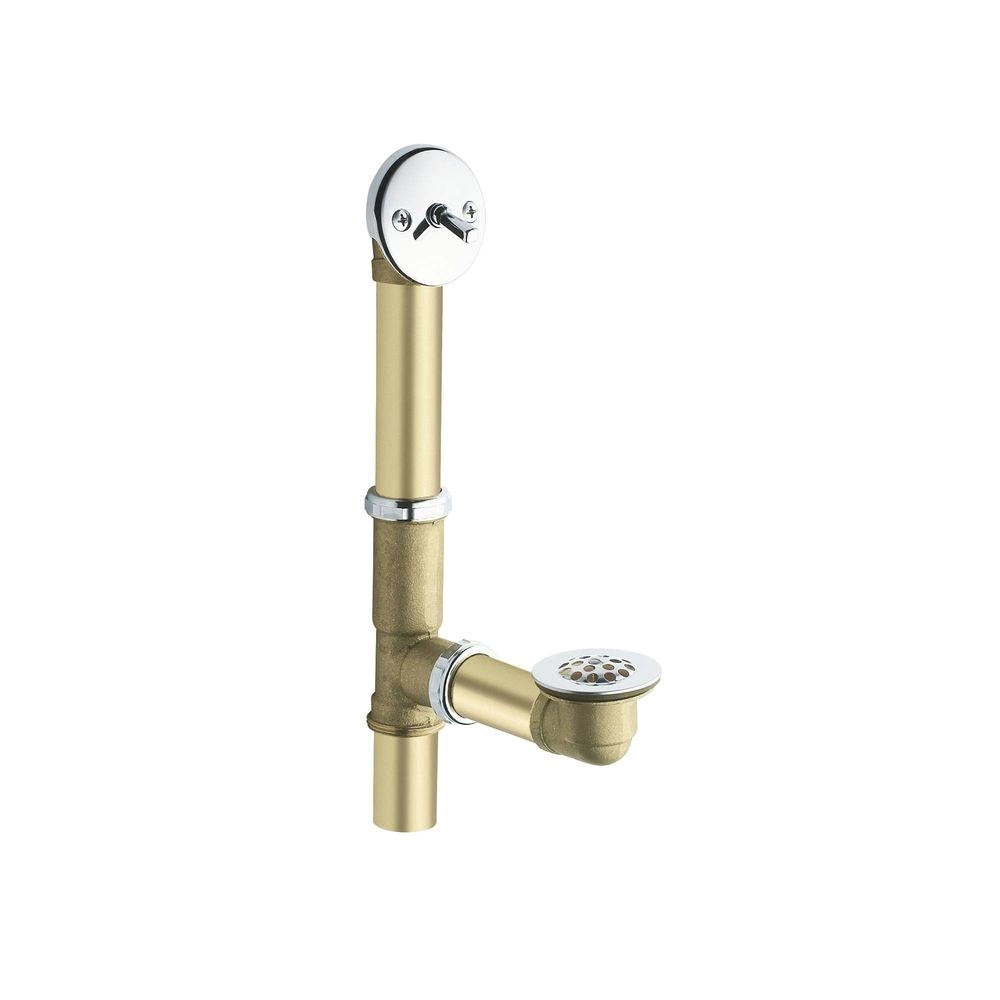 moen brass trip lever tub drain assembly in chrome