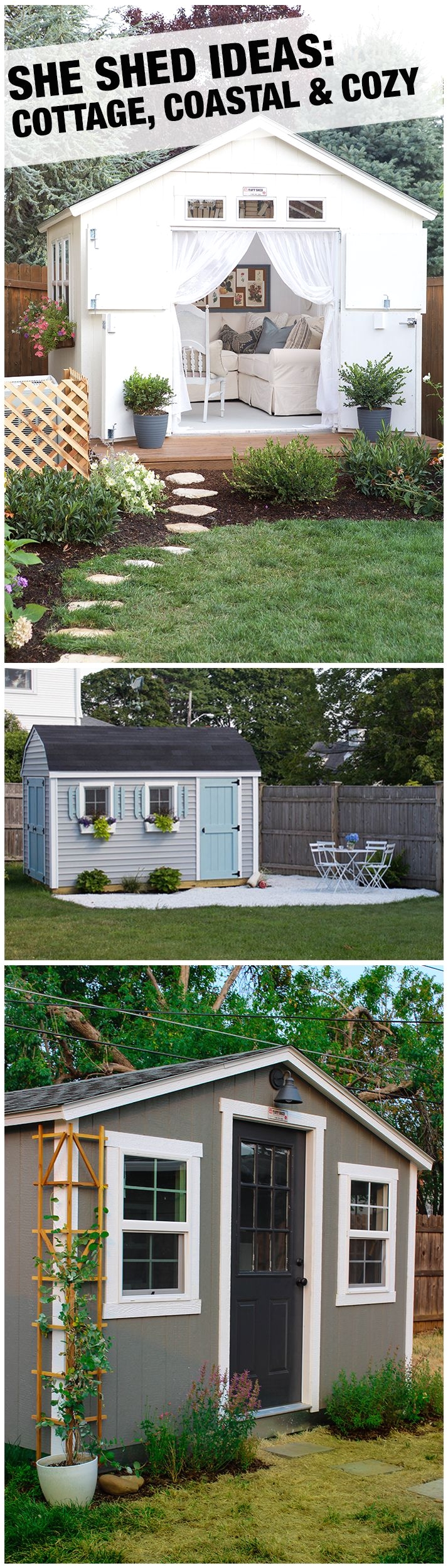 she sheds are one of the best backyard trends ever all it takes is a storage shed and some clever decorating ideas to create your own backyard retreat