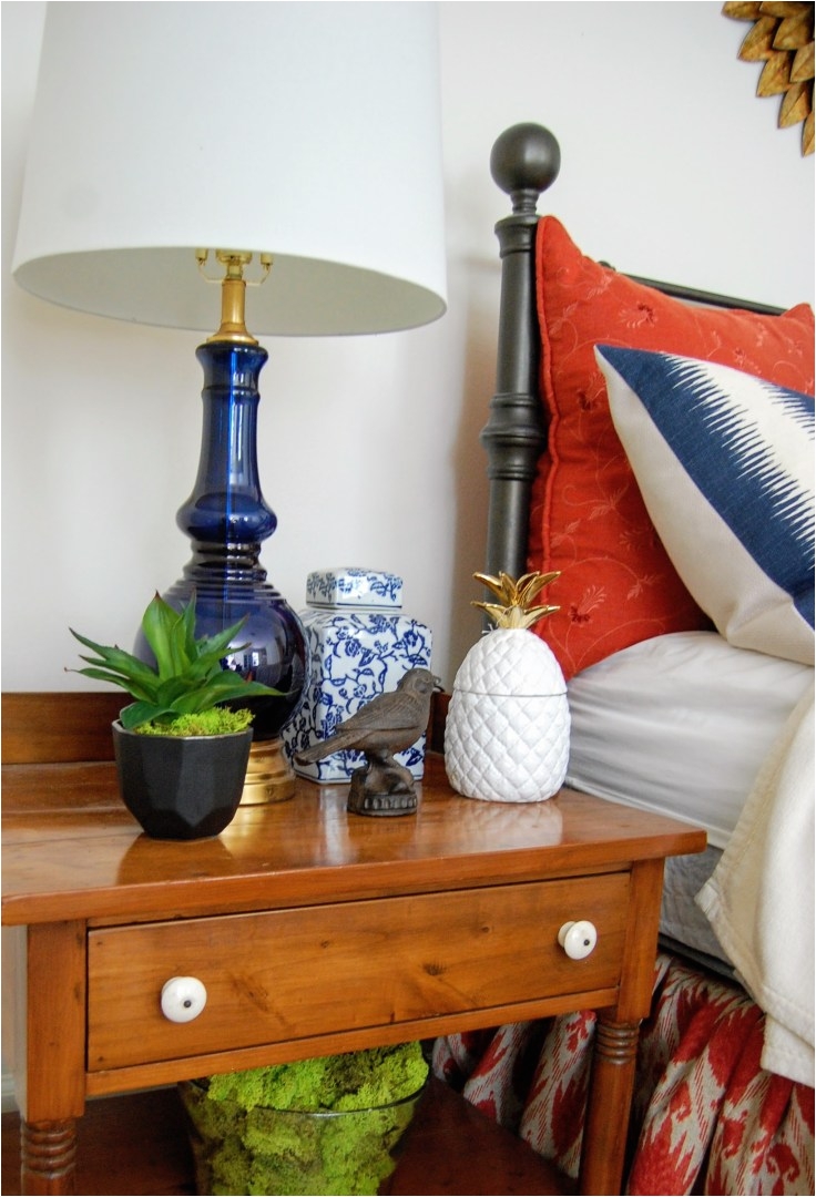 they go so well with any design and look great with this blue glass lamp by nicole miller