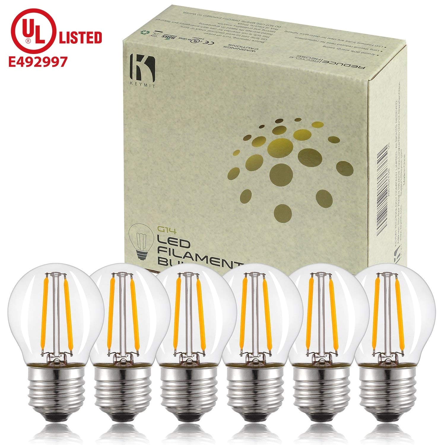keymit e26 medium base g14 2w 200lm led small globe bulb 1 77 by 3 07 in not a19 dimmable 6pack amazon com