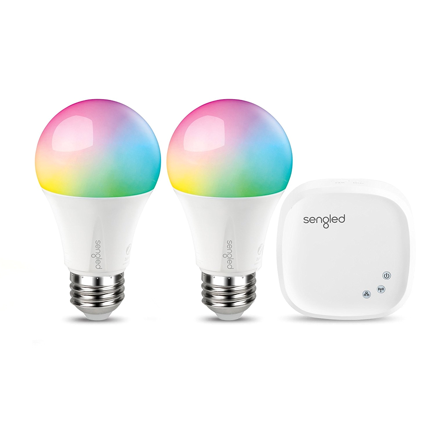 sengled element color plus smart led a19 dimmable color changing light bulb starter kit 2 bulbs hub rgbw 16 million colors tunable white 2000 6500k