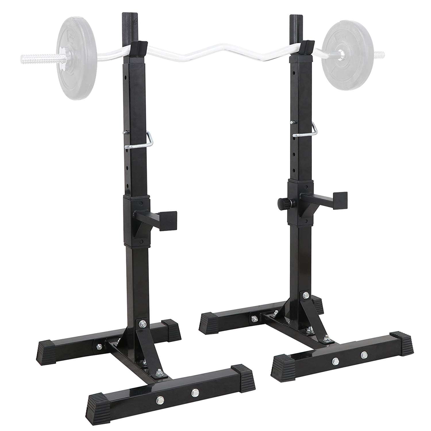 amazon com f2c pair of adjustable 41 66 sturdy steel squat rack barbell free bench press stand gym home gym portable dumbbell racks stand max 550lbs