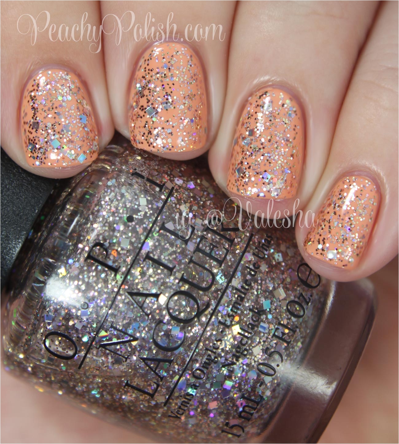 opi rose of light spotlight on glitter collection peachy polish