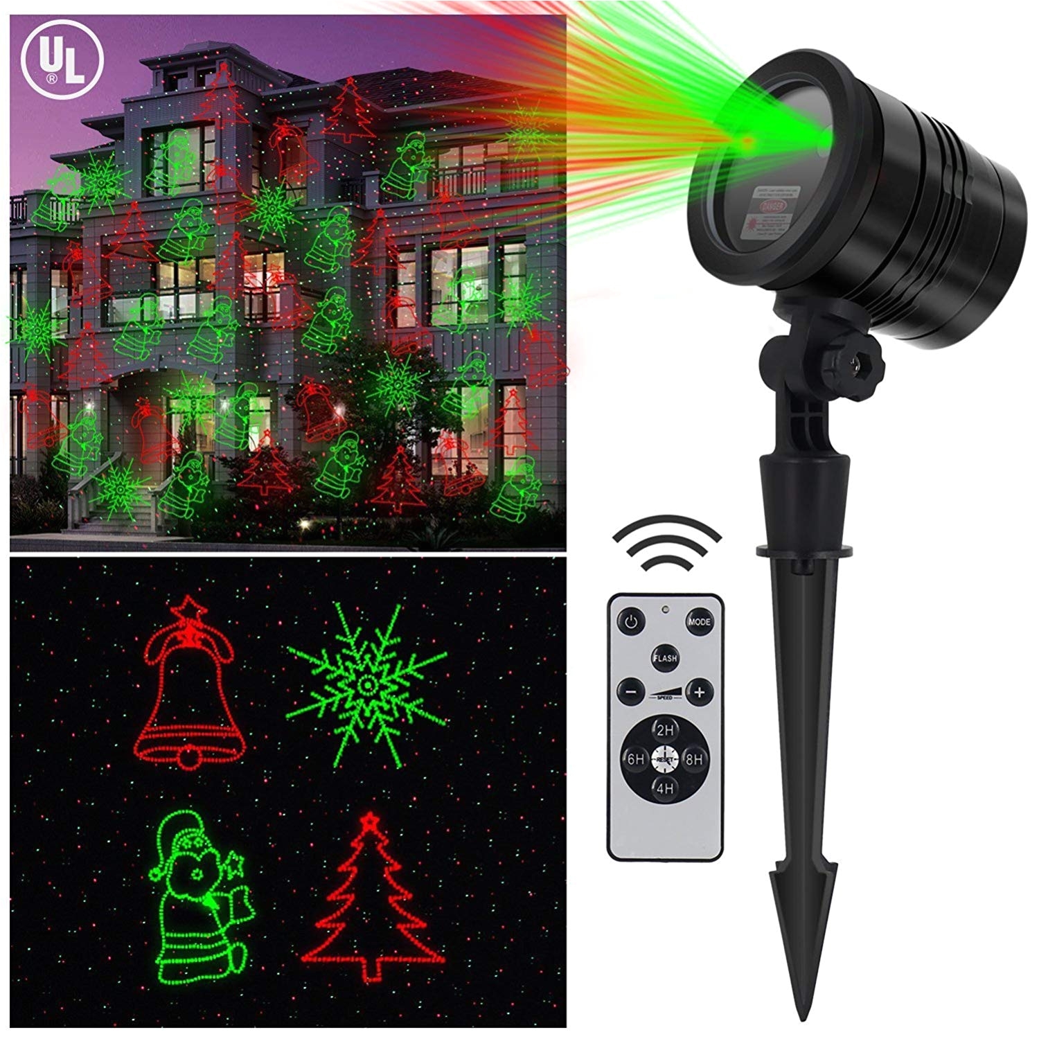 amazon com lightess christmas laser lights projector indoor outdoor laser light with remote control 5 patterns red and green slide star show for xmas