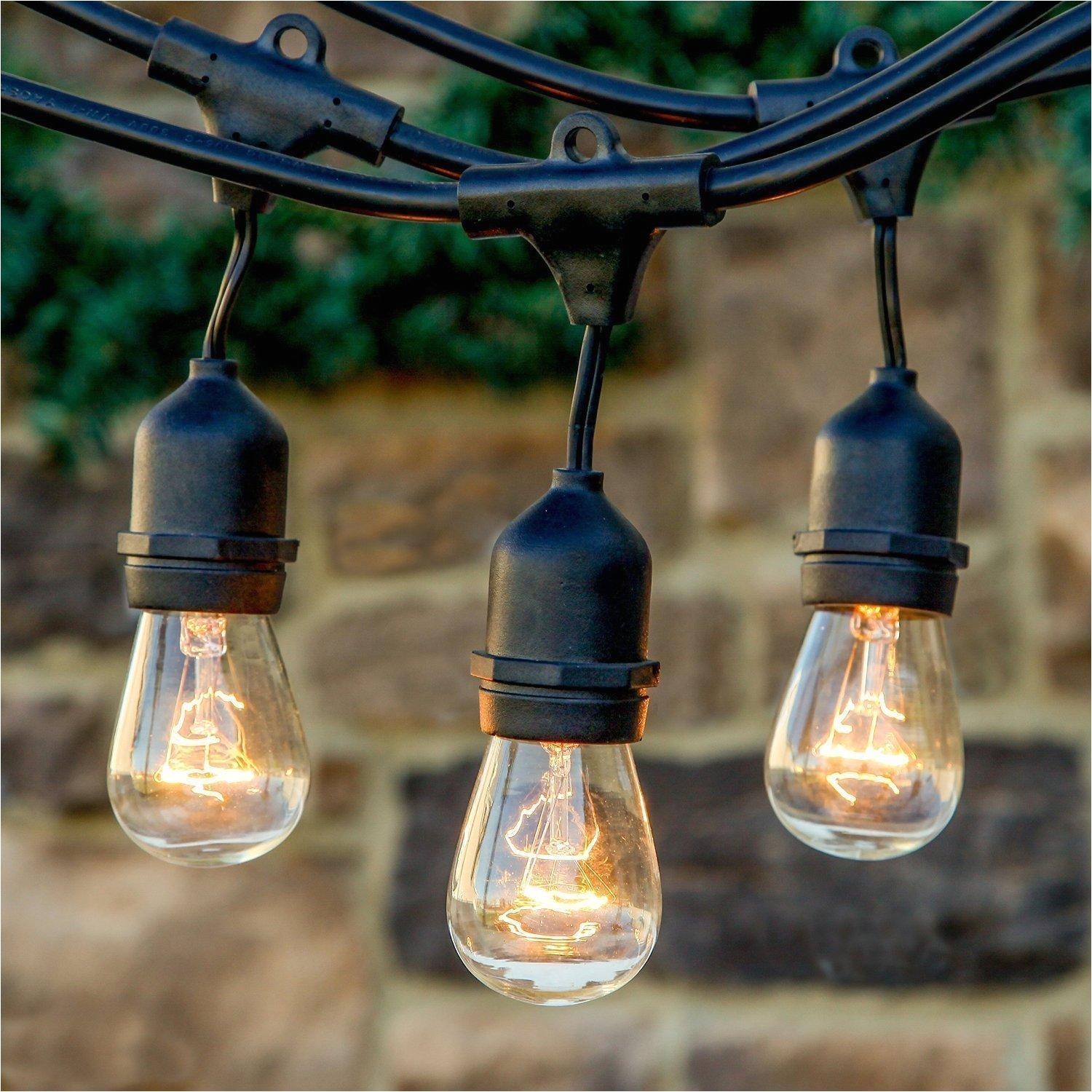 outdoor string lights with hanging sockets 48 ft market cafe edison vintage weatherproof strand for patio garden porch backyard clear bulb string lights