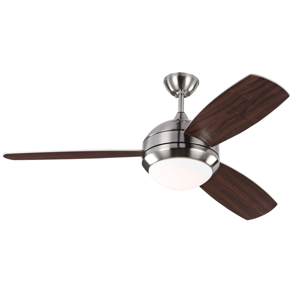 52 discus trio brushed steel damp led ceiling fan www lampsplus com