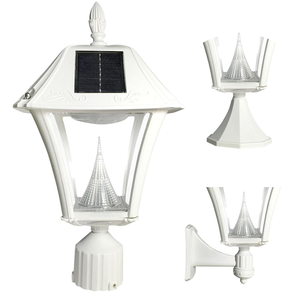 baytown ii outdoor white resin solar post wall light with warm white led