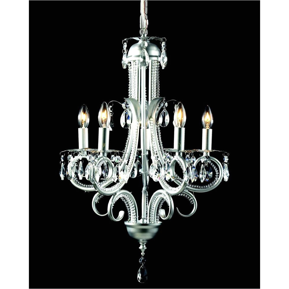 parisian silver 5 light crystal chandelier overstock com