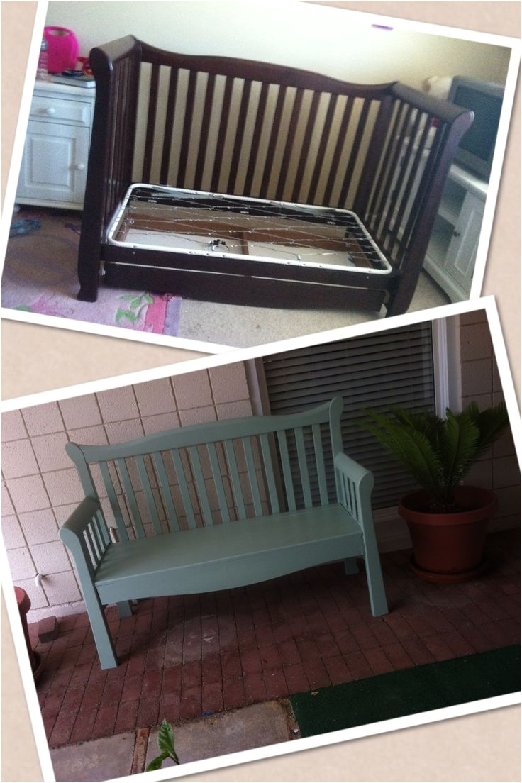 build a park bench from an old baby crib