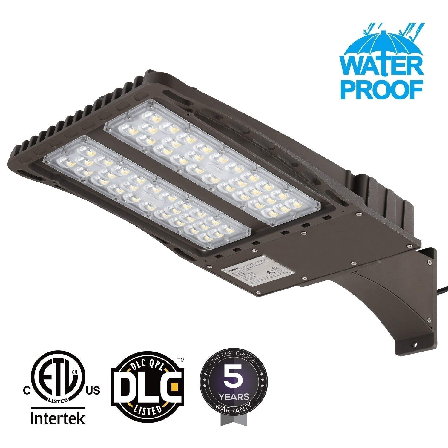 amazon com ultra bright led parking lot light with photocell 150w 450w equiv arm mount area lighting fixture dusk to dawn dlc etl listed